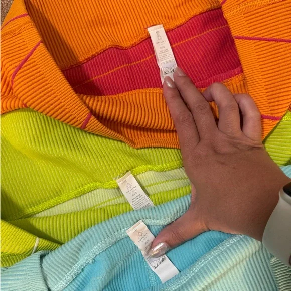 Offline by Aerie Ribbed High-Waist Bike Shorts Bundle - XL — Orange, Lime, Aqua - Picture 2 of 8